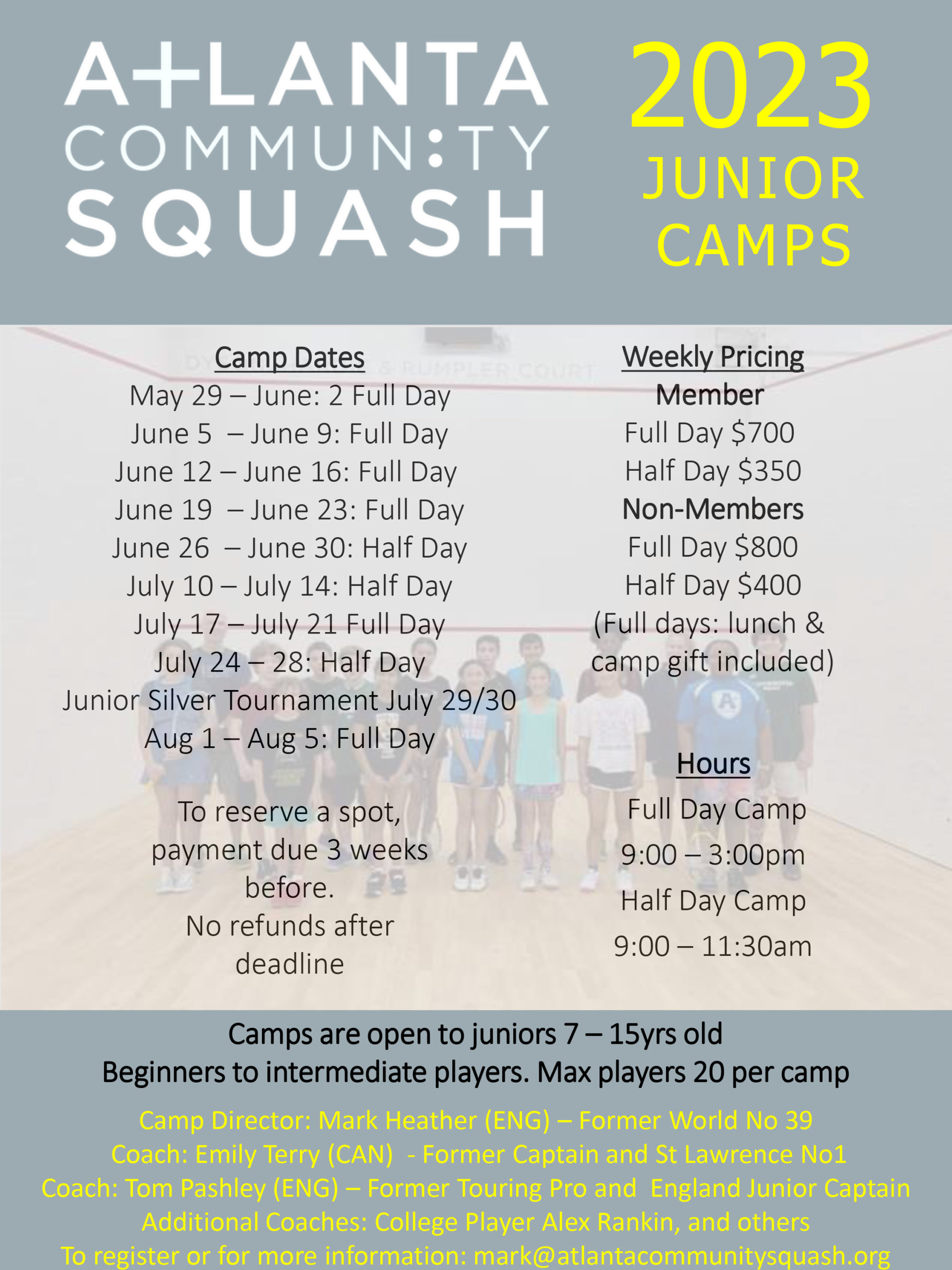 Atlanta Community Squash Junior Camps